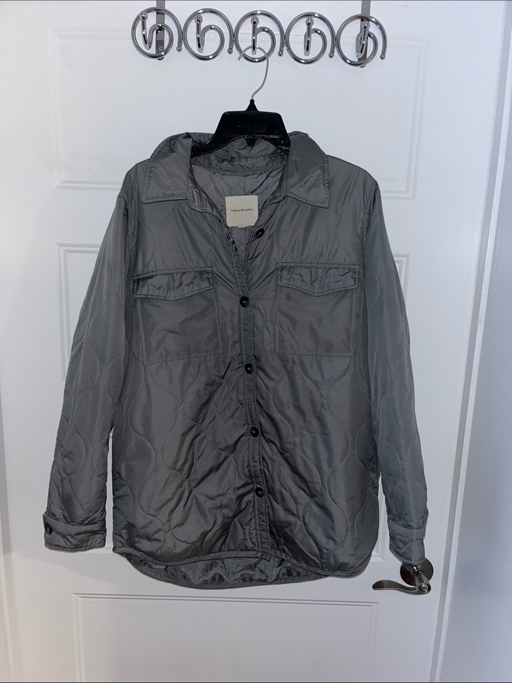 Thread & Supply Quilted Shirt Jacket in Gray